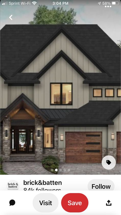 Charcoal House, Tan House, Exterior House Colors Combinations, Lake Houses Exterior, House Trim, Exterior House Color, Home Exterior Makeover, House Color Palettes, Brown House