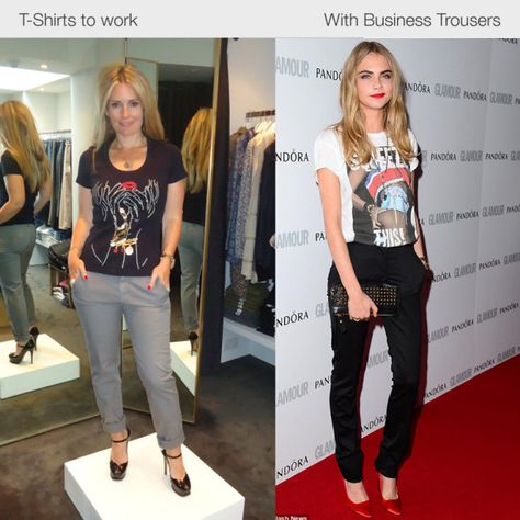 how to wear tshirts to work with Business Trousers Dress Up Tshirt, How To Wear Blazers, Tshirt Dress Outfit, Casual Dressing, Professional Wardrobe, Work Trousers, Tshirt Outfits, Professional Outfits, Business Casual Outfits