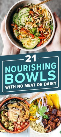 21 Hearty Nourishing Bowls With No Meat Or Dairy Balsamic Recipes, Smoothies Vegan, Pasta Vegetariana, No Meat, Healthy Bowls, Idee Pasto, Resep Diet, Think Food, Diet Vegetarian