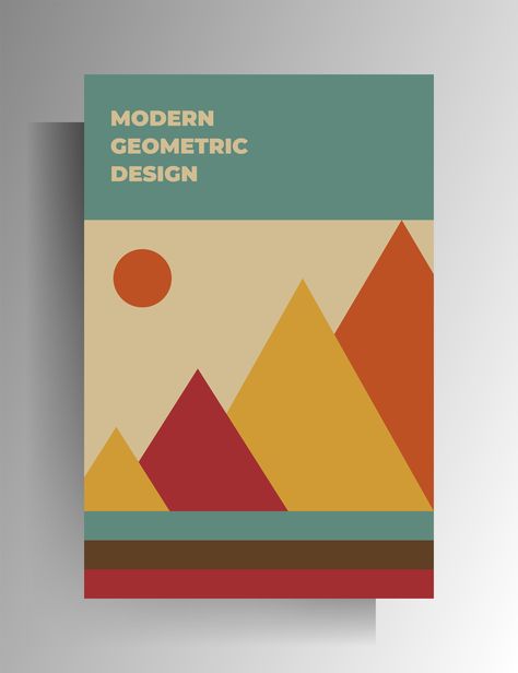 Cover template design for book, brochure, magazine, catalog. Colored geometric retro style vector illustration. A4 format. Cover Template Design, Design For Book, Swiss Design, Ibis Paint, Cover Template, Vintage Magazines, Book Covers, Geometric Design, Cover Design