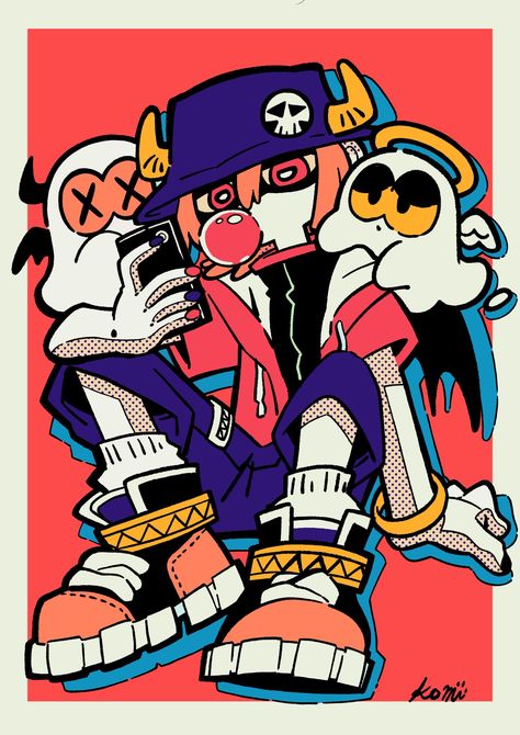 Anime Graffiti Art, Graffiti Style Characters, Graffiti Characters Cartoons, Punk Art Style, Street Style Art, Anime Graffiti, Original Character Design, Graffiti Cartoon, Y2k Cartoon