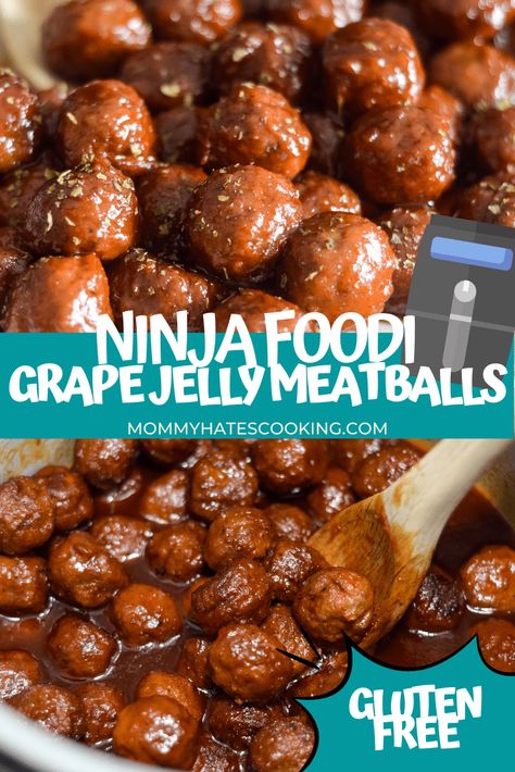 Crockpot Meatballs Grape Jelly Chili, Meatballs With Grape Jelly Instant Pot, Meatballs Ninja Foodi, Meatball Recipes Bbq Grape Jelly, Party Meatballs Grape Jelly, Appetizer Meatballs Crockpot Grape Jelly, Bbq Grape Jelly Meatballs, Bbq Meatball Recipe, Jelly Meatballs