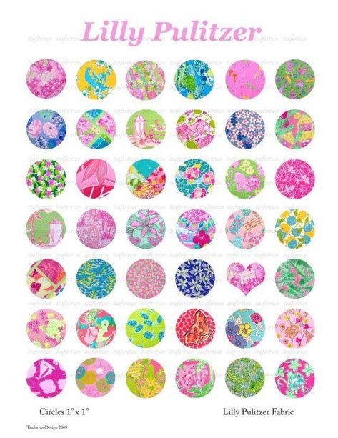 Beer Cap Art, Bottle Cap Jewelry, Lilly Prints, Lilly Pulitzer Prints, Bottle Cap Art, Bottle Cap Crafts, Bottle Cap Images, Print Collage, Bottle Crafts