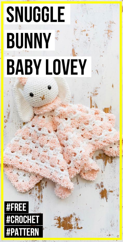 crochet Snuggle Bunny Baby Lovey free pattern - easy crochet animal pattern for beginners Lovey Free Pattern, Crochet Snuggle, Snuggle Bunny, Bunny Lovey, Bunny Blanket, Lovey Pattern, Crochet Lovey, Easy Crochet Animals, Animal Crochet