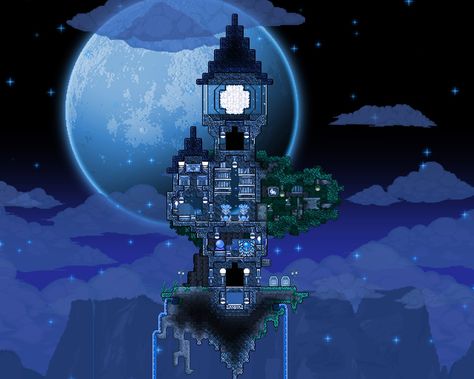 My Homage to To the Moon - Imgur Terraria Castle, Terrarium Base, Terraria Tips, Terraria House Ideas, Terraria House Design, Cool Things To Build, Pixel Art Tutorial, Minecraft Inspo, Minecraft Blueprints