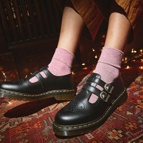 Womens Dr. Martens Mary Jane Casual Shoe - Black Outfits With Maryjane, Mary Jane Loafers Outfit, Socks And Doc Martens, Dr Marten Mary Jane Outfit, Shoes And Leg Warmers, Dr Martens Mary Jane Outfit, Mary Jane Shoes Outfit Dr Martens, Doc Martens Mary Janes Outfit, Mary Jane Doc Martens