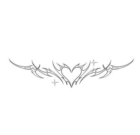 Tramp Stamp Tattoo Stencil, Mcbling Tramp Stamp, Tattoo Ideas Female Tramp Stamp, 90s Tramp Stamp, Wings Lower Back Tattoo, Tramp Stamp Stencil, American Traditional Tramp Stamp, Heart Back Tattoo, Tattoo Templates Stencil