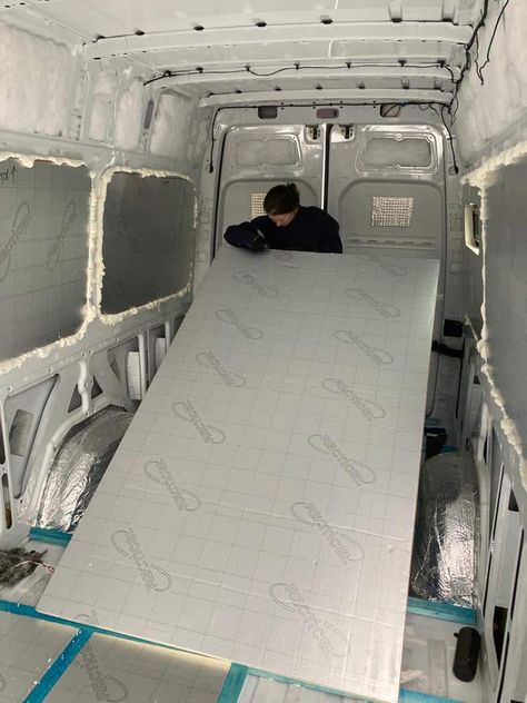 Everything you need to know about insulating a van conversion, including full materials and tools list | Van Conversion Insulation, Van Insulation, Van Interiors, Diy Camper Van, Foam Insulation Board, Van Wall, Window Siding, Insulation Board, Tools List