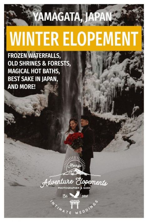 winter elopement Frozen Waterfall, Japan Wedding, Japan Winter, Winter Elopement, Yamagata, Elopement Dress, By The Ocean, Nagano, Adventure Elopement