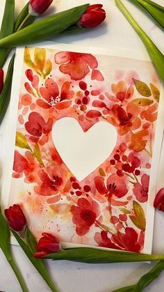 Wet On Wet Technique, Valentines Watercolor, Step By Step Watercolor, Valentine Cards Handmade, Diy Watercolor Painting, Watercolor Paintings Easy, Valentines Art, Watercolor Painting Techniques, Watercolor Flower Art