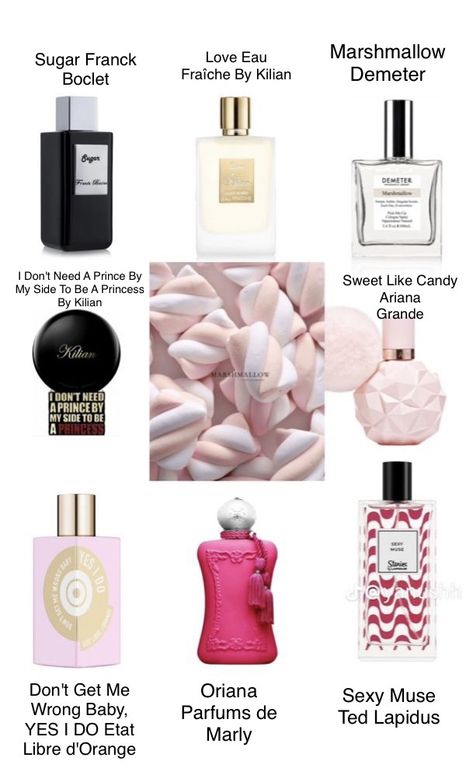 Sugar Franck Boclet. I Don't Need A Prince By My Side To Be A Princess By Kilian. Don't Get Me Wrong Baby, YES I DO Etat Libre d'Orange. Love Eau Fraîche By Kilian. Oriana Parfums de Marly. Marshmallow Demeter. Sweet Like Candy Ariana Grande. Sexy Muse Ted Lapidus. Long Lasting Sweet Perfume, Marshmallow Scent Perfume, Kilian Princess Perfume, Princess By Kilian, Perfumes That Smell Like Candy, Oriana Parfums De Marly, Smell Like Marshmallow, How To Smell Like Marshmallow, Milky Perfume