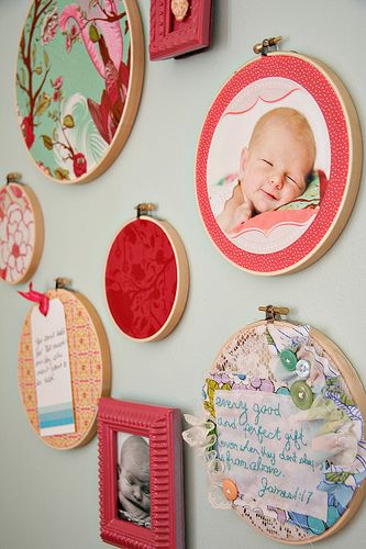 nursery wall DIY - LOVE!!!! Diy Quiet Book, Embroidery Hoop Nursery, Nursery Embroidery, Embroidery Hoop Crafts, Embroidery Hoop Wall, Orange Baby, Needle Point, Easy Wall, Baby's Room