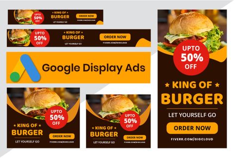 A Successful Google Banner Ads or Adwords Display Ads that will always implement unique Adwords Strategies to hit desired conversion goals and increase ROI.  #google_banner_ads #google_display_ads #AdWordsdisplayads #AdWords #ads #bannerads  #banner #ads #graphic #design Google Display Ads, Google Banner Ads, Adwords Banner, Burger Specials, Google Banner, Html Email Templates, Ads Banner, Web Ads, Website Header