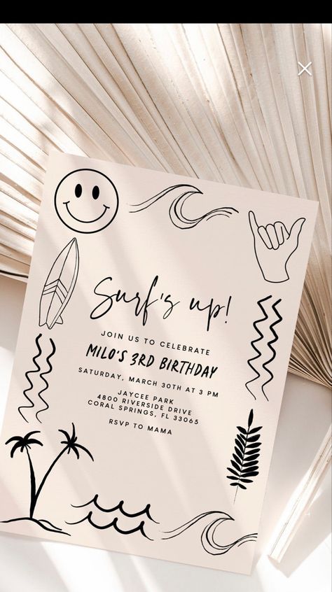 First Wave Birthday Invitation, Vintage Surf Birthday Party, Surf 3rd Birthday Party, Surf Party Theme, Totally Two-bular Birthday, Boho Surf Birthday Party, Surf Theme Birthday Party, Surfs Up Birthday Party, Totally Twobular