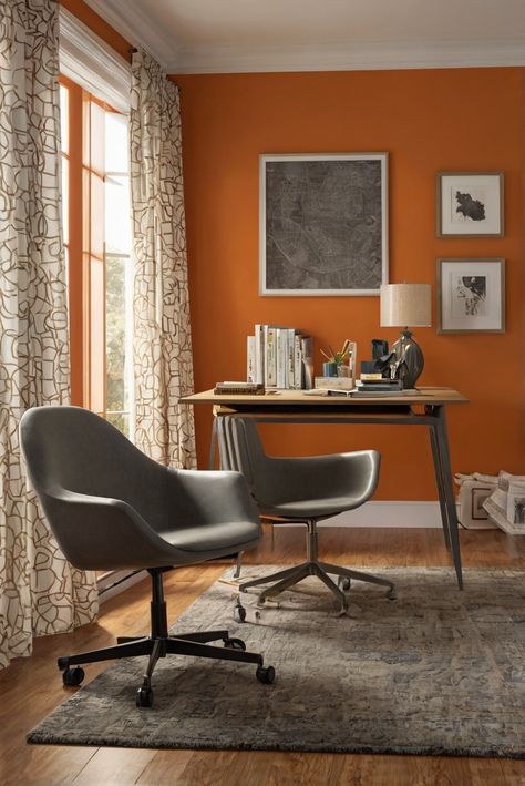 Unveil the serenity of "Organic Orange (SW 6875)" – 2024's top wall paint for a radiant, warm aesthetic. Elevate your space with natural earthy tones daily! #Ad #homedecor #homedesign #trendgirlApartment #Painthome #interiorarchitecture Wall Colors Green Room Colors
Bright Room office Colors
Apartment Renovation
Home office Remodeling
Modern Paint Colors
2024 Orange Wall Office, Top Grey Paint Colors, Orange Painted Walls, Popular Living Room Colors, Paint Colors 2024, Green Room Colors, Orange Accent Walls, Best Wall Paint, Orange Office