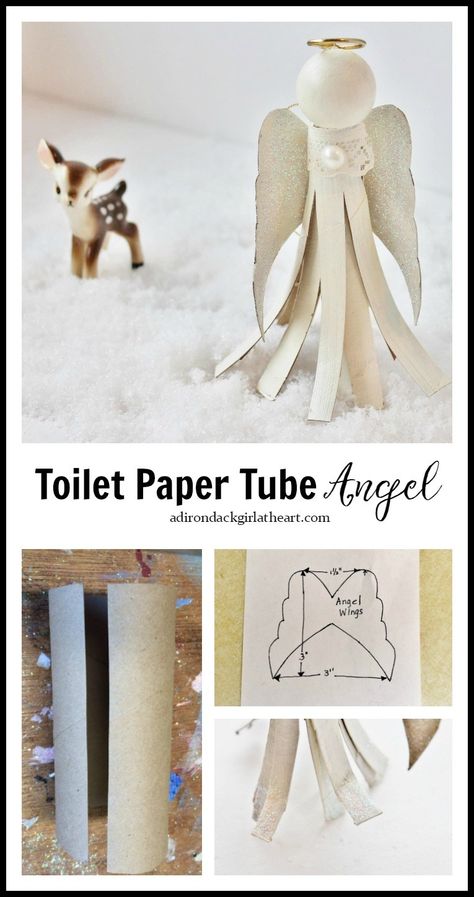 How to Make a Toilet Paper Tube Angel Ornament adirondackgirlatheart.com #angel #toiletpaperaroll #toiletpaperrollcrafts #christmas #ornament Angel Decorations, Paper Towel Crafts, Christmas Angel Crafts, Neli Quilling, Paper Angel, Toilet Paper Tube, Toilet Paper Crafts, Angel Crafts, Toilet Paper Roll Crafts