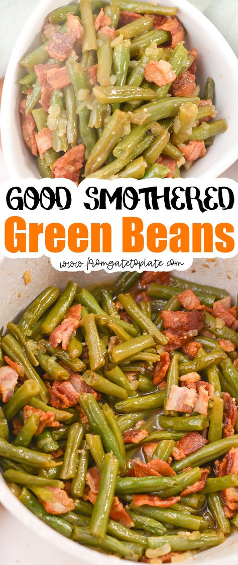 Fresh Snap Beans Recipes, Snap Beans And Potatoes, Crockpot Fresh Green Beans, Southern Green Bean Recipes, Oven Green Beans, Fresh Green Bean Recipes, Smothered Green Beans, Seasoned Green Beans, Southern Green Beans