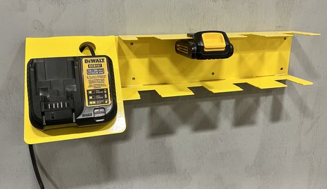 Dewalt Battery Charging Station, Dewalt Battery Storage, Dewalt Charging Station, Battery Charging Station, Workshop Inspiration, Dewalt Battery, Bulletproof Clothing, Flatbed Truck, Power Tool Storage