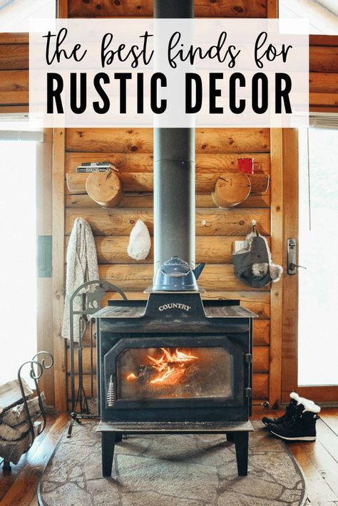 Roundup of the best rustic home decor on Amazon - all for under $75. From living room to kitchen to bathroom to bedroom, this list gives you plenty of ideas. These are all charmingly rustic pieces that will add a beautiful touch to any room, especially if you have a farmhouse, vintage or cabin themed home. And if you're on a budget, these won't break the bank. There's accessories, furniture, and plenty of practical items that are also cute! Start shopping & get lots of home decorating ideas here Cabin Theme Kitchen, Western Decorating Ideas Ranch Style, Modern Rustic Cabin Interior, Forest Cabin Interior, Vintage Western Home Decor, Log Cabin Living Room Ideas, Log Cabin Kitchen Ideas, Living Room To Kitchen, Cabin Curtains