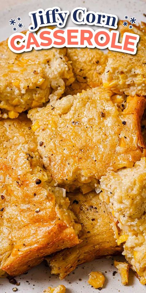 Corn Bake Casserole Jiffy, Healthy Corn Casserole Recipe, Corn Bread Jiffy Recipes With Cream Corn, Healthy Corn Casserole, Jiffy Corn Casserole Recipe, Corn Casserole Jiffy, Creamed Corn Casserole Recipe, Jiffy Recipes, Parmesan Crusted Potatoes