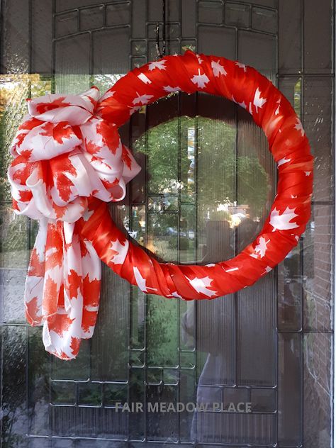 Canada Day Wreath, Pink Saturday, Happy Canada Day, Straight Pins, Cold Frame, Wreath Decoration, Craft Kits For Kids, Patriotic Wreath, Wreath Forms