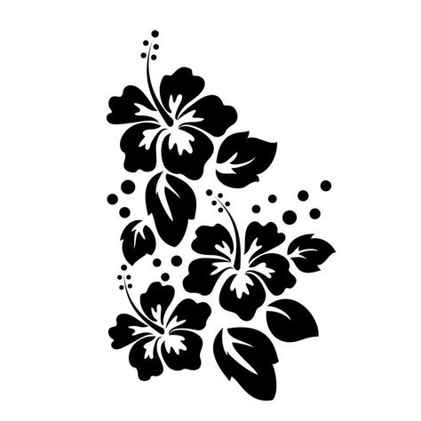 Stensil Bunga, Pola Bordir, Black And White Flower, Flower Wall Decals, Flower Stencil, Silhouette Stencil, Pola Sulam, Stencil Patterns, Pattern Wall