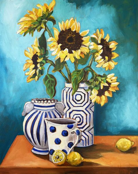 Still Life Art Painting, Modern Still Life, Realistic Oil Painting, Abstract Flower Art, Wood Artist, Sunflower Art, Artist Portfolio, Naive Art, Art Drawings For Kids