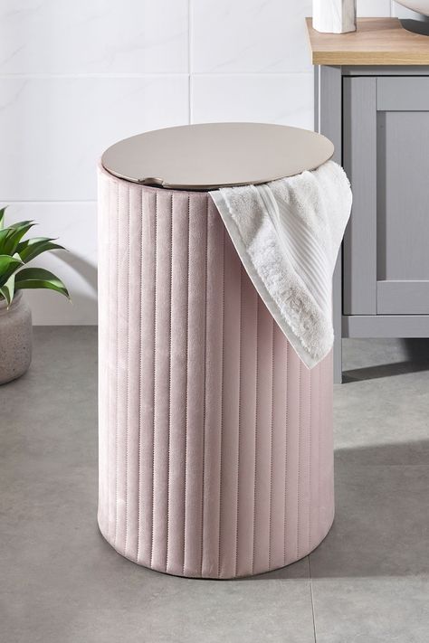 Pink Laundry Hamper, Aesthetic Laundry Hamper, Aesthetic Hamper, Laundry Hamper Bedroom, Luxe Laundry, White Laundry Basket, First Apartment Essentials, Hamper Boxes, Future Apartment Decor