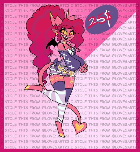 X Hazbin Hotel Succubus, Lovesart23 Hazbin Hotel, Impsona Helluvaboss Oc, Helluvaboss Succubus Oc, Succubus Character Design, Pink Succubus, Succubus Oc, Imp Oc, Art Things