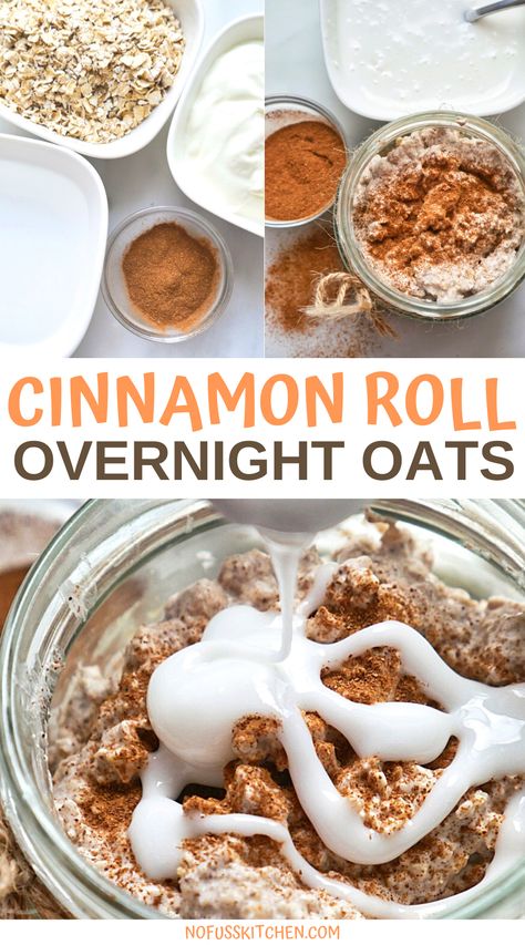 Overnight Oats With Greek Yogurt, Oats With Greek Yogurt, Cinnamon Roll Overnight Oats, Rolled Oats Recipe, Overnight Oats Recipe Easy, Healthy Overnight Oats, Best Overnight Oats Recipe, Breakfast Oats, Overnight Oatmeal Recipes