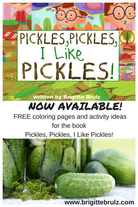 Free coloring pages and activity ideas to go along with the children's picture book Pickles, Pickles, I Like Pickles are now available! Pickle Crafts Preschool, Pickle Crafts For Kids, Pickle Day, Pickle Party, E Newsletter, Pickle Butter, Pre K Activities, Truck Coloring Pages, Unschooling