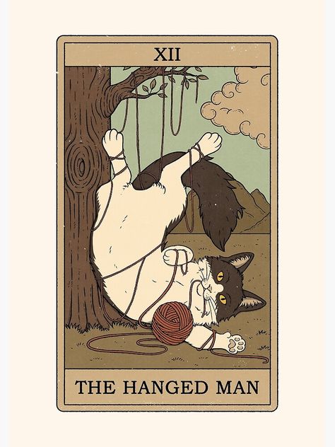 Hanged Man Tarot, Hanged Man, The Lovers Tarot, The Hanged Man, Tarot Cards Art, Albus Dumbledore, Tarot Art, Cat Posters, Cat Cards