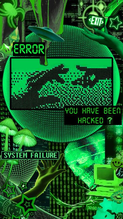 #cybercore #green #neon #wallpaper #collage #y2k #black Green Neon Wallpaper, Y2k Wallpaper Green, Green Y2k Aesthetic, No Love Deep Web, Y2k Collage, Y2k Cybercore, Green Y2k, Cybercore Aesthetic, Neon Noir