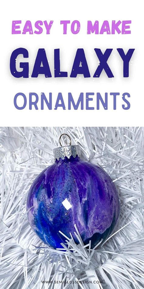 Purple Christmas Ornaments, Purple Christmas Tree, Easy Ornaments, Ornaments To Make, Diy Galaxy, Easy Christmas Ornaments, Beautiful Night Sky, Alcohol Ink Crafts, Clear Ornaments