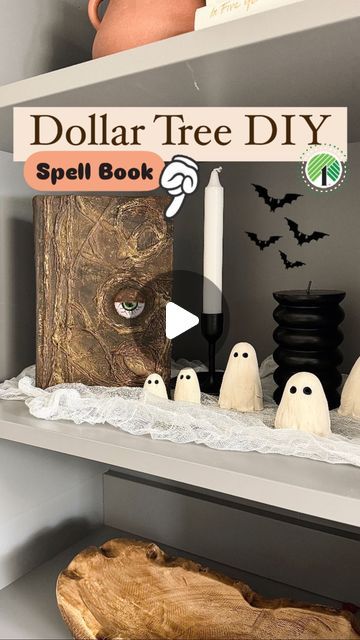 Emma Villaneda on Instagram: "👁️ Ready to cast spells!📖🔮

What do you think of this Halloween DIY?! 

📸👇🏻 SHOPPING list:
🛒 Dollar Tree Book 
🛒 Dollar Tree Eyeballs
🛒 Dollar Tree Tissue Paper
🛒 Dollar Tree Paint (Brown, Black, Gold) 
🛒 Dollar Tree Mod Podge
🛒 Amazon Cordless Hot Glue Gun

SHOP 🛍️ HOT GLUE GUN:
👉🏻Click link in Bio
👉🏻Select Amazon Storefront
👉🏻Shop ‘DIY Materials’ tab! 
•
•
•
•

#dollartree #halloweendecor #diy #craft #halloweendecorations #dupe #design #hocuspocus #bookstagram #spell #salem #homedecor #halloween #interior #homedesign #diy #interiordesign #explorepage #reelvideo #newreel #trending #ghost #dollarstore #kidcrafts #falldecor #fall #spooky #diycrafts #halloweencrafts #seasonal" Spell Book Diy How To Make, Diy Apothecary Cabinet Dollar Tree, Halloween Dollarstore Diy, Halloween Spell Books Diy, Easy Diy Halloween Crafts For Kids, Diy Spell Books For Halloween, Dollar Tree Ghost Diy, Diy Dollar Store Halloween Decorations, Spooky Halloween Decorations Diy