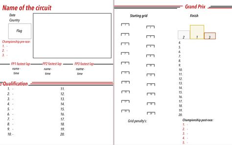 My selfmade tracker for the f1 season Formula One Journal, F1 Notebook Ideas, Formula 1 Journal Ideas, F1 Race Journal, F1 Template, F1 Journal Ideas, Formula 1 Journal, F1 Bullet Journal, F1 Bingo