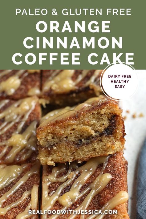 Paleo Orange Cinnamon Roll Coffee Cake served Orange Cinnamon Roll, Paleo Cake Recipes, Cinnamon Roll Coffee Cake, Paleo Coffee Cake, Orange Coffee Cake, Healthy Paleo Breakfast, Cinnamon Roll Coffee, Primal Living, Paleo Cake