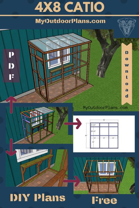 Diy Cat Enclosure, Catio Ideas, Katt Diy, Ideas For Cats, Katt Grejer, Cat Patio, Outdoor Cat Enclosure, Cat House Diy, Cat Run