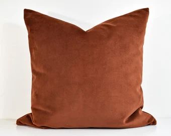 Copper Cushions, Blue Sofa Living, Burnt Orange Pillows, Batik Pillow, Copper And Grey, Pillow Combos, Block Printed Pillows, Orange Velvet, Orange Pillows