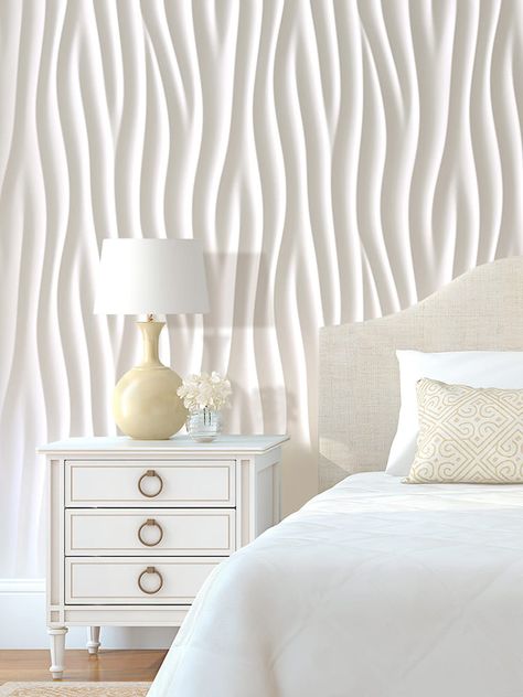 Tile Bedroom, Wall Panels Bedroom, Textured Wall Panels, Wall Texture Design, Wall Tiles Design, Wall Decoration Ideas, Wall Panel Design, Pvc Wall Panels, Bedroom Panel