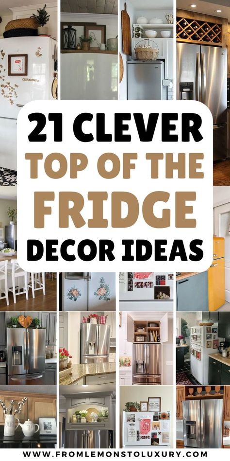 top of the fridge decor ideas Decor On Top Of Fridge, Top Of Fridge Organization, Top Of Fridge Decor Ideas, Top Of Fridge Decor, Fridge Top Decor Ideas, Fridge Top Decor, On Top Of Fridge, Fridge Decor Ideas, Top Of Fridge