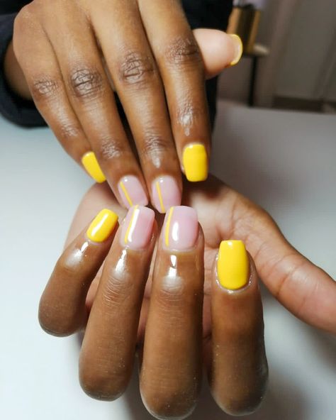 Yellow nails Fall Yellow Nails Design, Yellow Dipped Nails, Yellow Fall Nails Design, Short Yellow Nails Design, Yellow Dip Powder Nails, Natural Nail Inspo Short, Yellow Dip Nails, Yellow Nails Short, Yellow Gel Nails