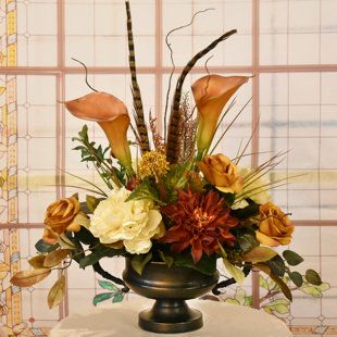 Red Dahlias, Silk Floral Centerpiece, Silk Arrangements, Floral Home Decor, Silk Floral Arrangements, Silk Flower Arrangements, Pillows Flowers, Calla Lilies, Metal Vase