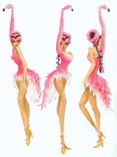 flamingo bird costume - ist mir aber ein bisschen was zu sexy... Flamingo Costume, Flamingo Fashion, Costume Design Sketch, Bird Costume, Drawing Hair, Circus Costume, Dancers Outfit, Flamingo Bird, Flamingo Party