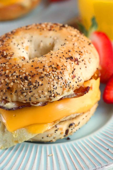 Bacon Egg and Cheese Bagel Sandwich Recipe Bagel Egg Sandwich, Bacon Egg And Cheese Bagel, Egg Bagel Sandwich, Cheese Bagel Sandwich, Egg And Cheese Bagel, Bacon Egg And Cheese Sandwich, Bagel Sandwich Recipes, Egg Bagel, Bagel Breakfast Sandwich