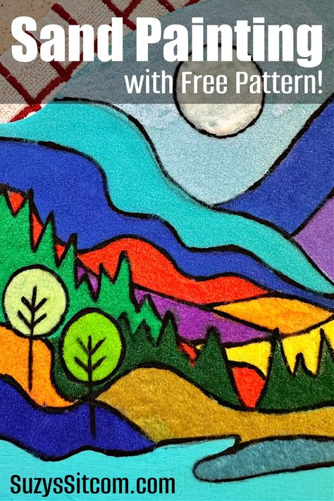 Create Art with Sand Painting - Ideas for the Home Desert Sand Art, Sand Art On Paper, Sand Art Ideas, Colored Sand Crafts, Sand Paper Art, Sand Painting Art, Sand Art Diy, Sand Art For Kids, Colored Sand Art