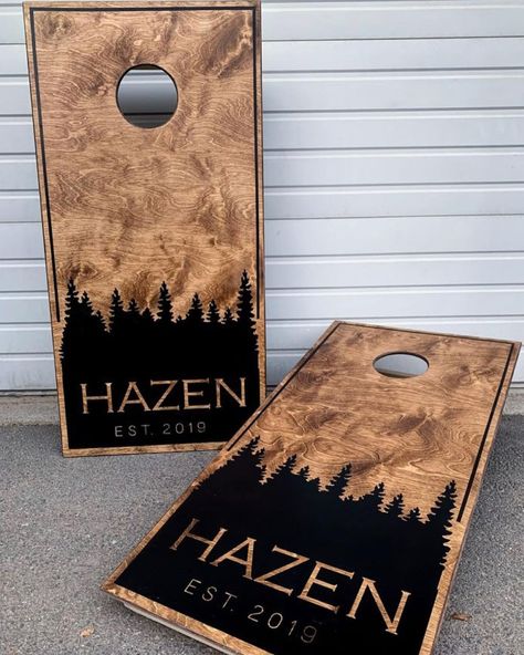 Wood As You Wish makes custom cornhole boards! Wood Business Signs, Painted Corn Hole Boards, Stained Cornhole Boards, Diy Cornhole, Bean Bag Boards, Diy Cornhole Boards, Cornhole Boards Designs, Corn Hole Boards, Corn Hole Diy