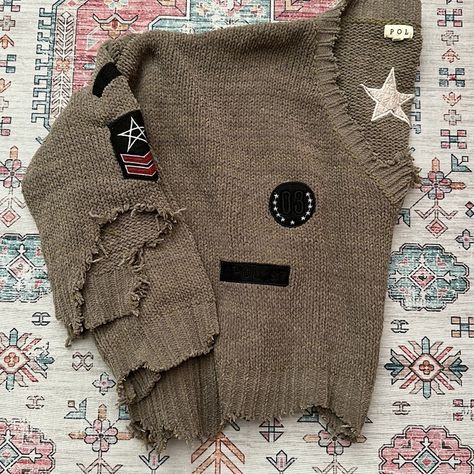 Oversized, Intentional Distressing, Cute Patch Work Patch Sweater, Cute Patches, Zippered Sweater, Patch Work, Military Inspired, Colorful Sweaters, Sweaters For Women, Green, Women Shopping