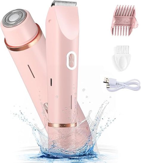 2-in-1 Electric Razor for Womens Legs Underarm Face Pubic Hairs, Rechargeable Electric Razor Body Hair Trimmer Wet & Dry Use Electric Razor, Personal Hygiene, Hair Trimmer, Electric Shaver, Body Hair, Wet And Dry, Beauty And Personal Care, Wish List, Girl Outfits