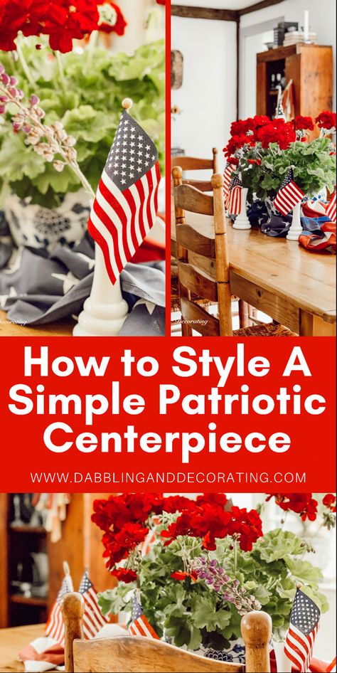 Patriotic Centerpieces Table Decorations, Patriotic Decorations Centerpieces, 4th Of July Table Centerpieces, Fourth Of July Table Decor, Vintage American Flags, Fourth Of July Tablescapes, Patriotic Table Decorations, Patriotic Table Decor, Patriotic Tablescapes